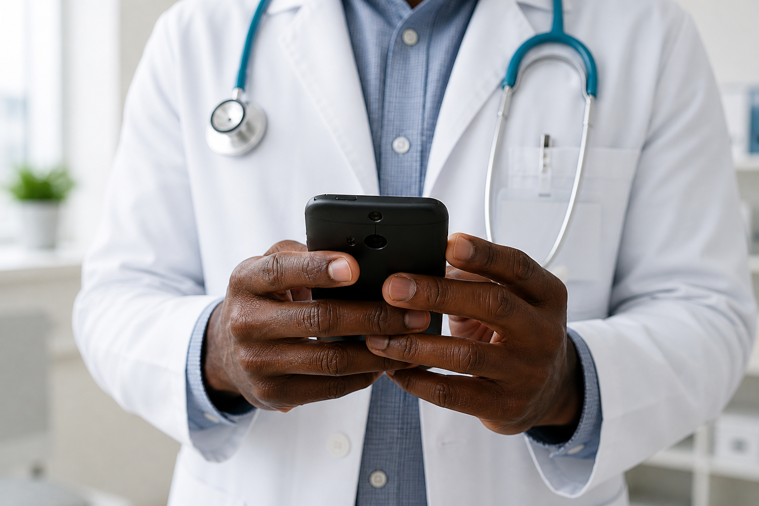 Doctor working calmly at a desk